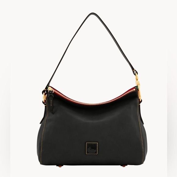 DOONEY & BOURKE Handbag Florentine Laurel Hobo Black Italian Leather AUTHENTIC